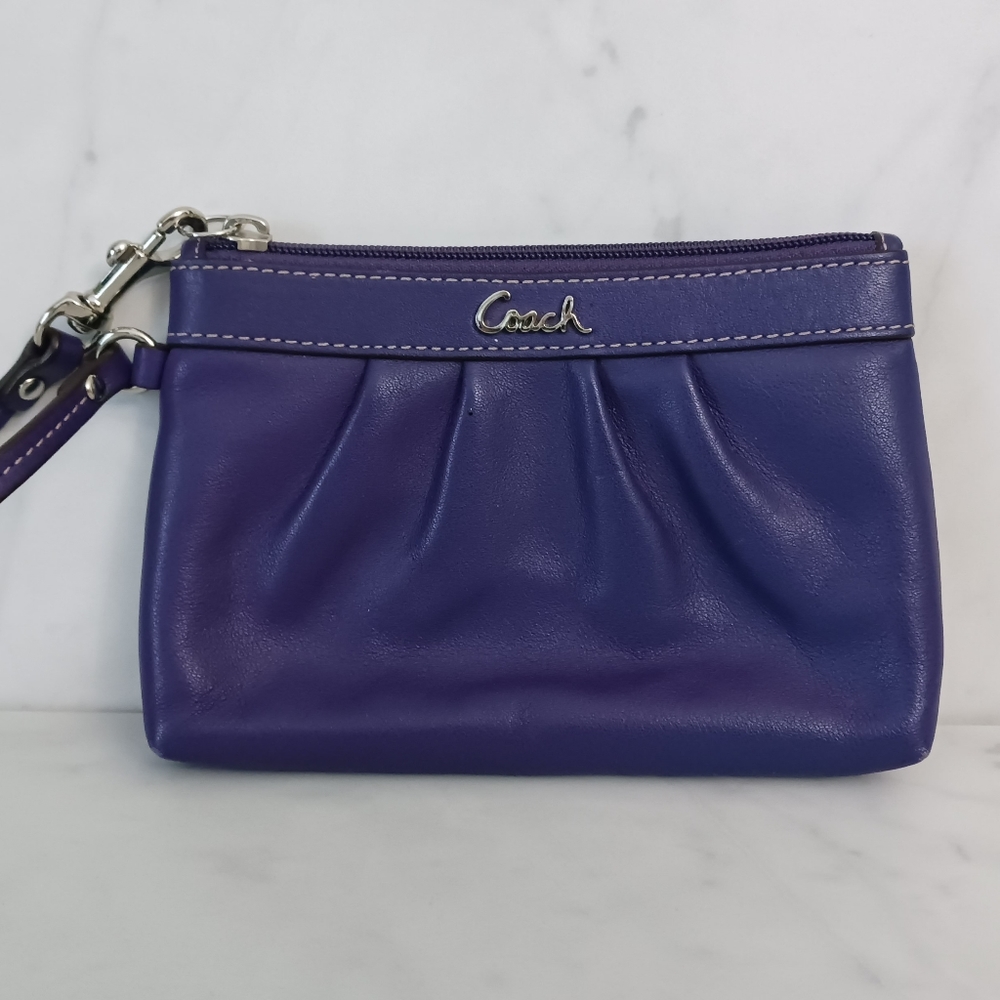Coach Purple Pleated Leather Wristlet